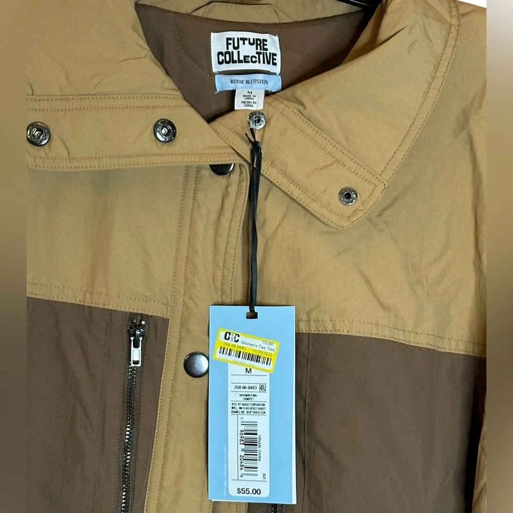 Future Collective Jacket Womens M Two Toned‎ Green Quilted Puffer Streetwear Y2K